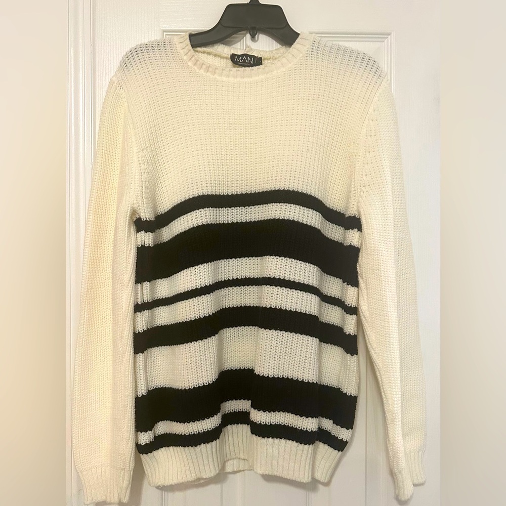 Boohoo Man sweater with stripes and long sleeves